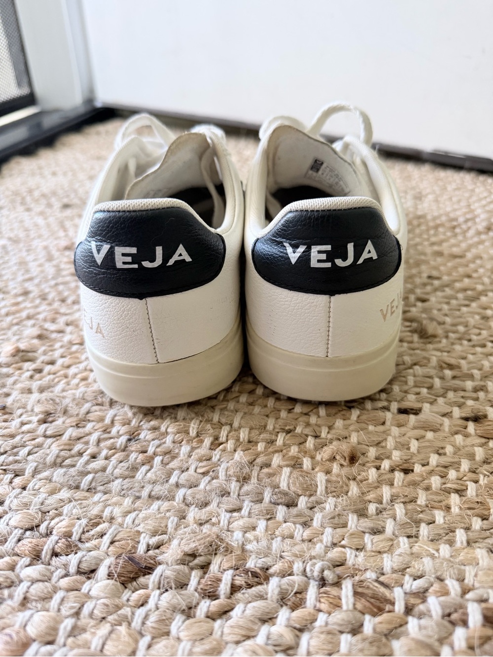 Veja White & Black Leather Sneakers - Picture 2 of 6